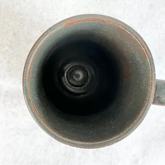 Vintage Handmade Stoneware Studio Pottery Mug Artist Signed Green and Brown - Picture 7 of 10
